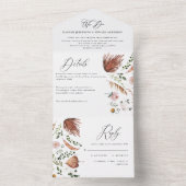 Roestterracotta florroze roze zakje all in one uitnodiging (Binnen)