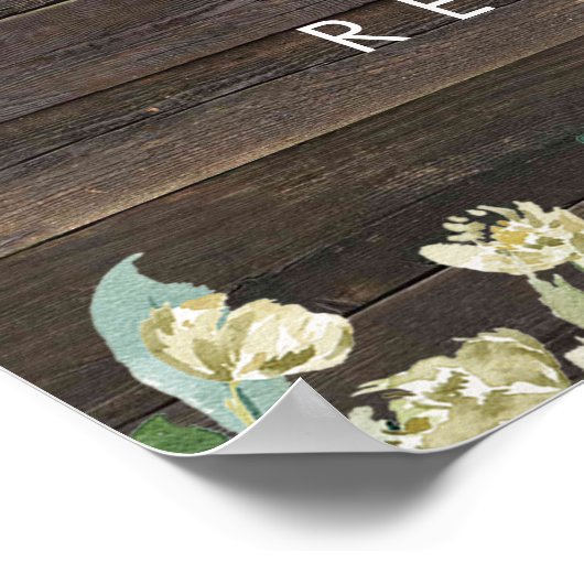 roestvast floral rozen bruiloft welkomstteken post poster (Hoek)