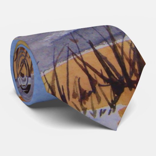 roestvast winterzonsondergang in zwart geel en bla stropdas (Opgerold)