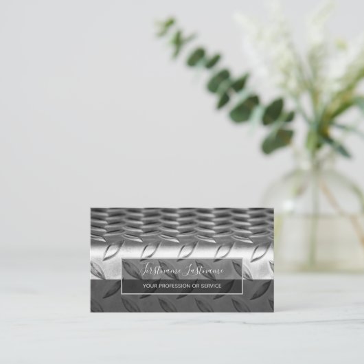 Roestvrij abstract ruitvormig bord visitekaartje (Staand voorkant)