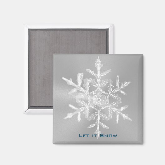 Roestvrij laat het Snowflake 2-inch Square Magnet (Voorkant / Achterkant)