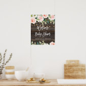 roestvrij roos baby shower welkomstteken poster (Keuken)