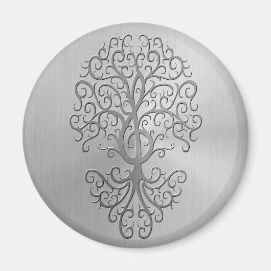 Roestvrij staal effect Treble Clef Tree Graphic Magneet (Voorkant)