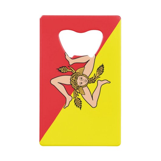 Roestvrij staal Fles Opener vlag van Sicilië Creditkaart Flessenopener (Voorkant)