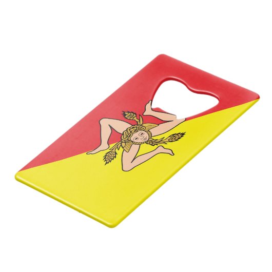 Roestvrij staal Fles Opener vlag van Sicilië Creditkaart Flessenopener (Voorkant Gekanteld)