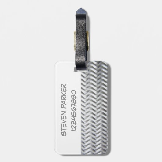 Roestvrij staal Getextureerd industrieel metaalbla Bagagelabel (Achterkant verticaal)