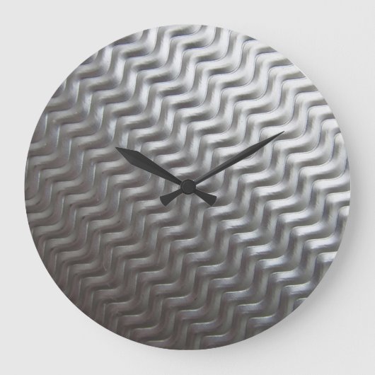 Roestvrij staal Getextureerd industrieel metaalbla Grote Klok (Voorkant)