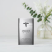 Roestvrij staal in penseel - medisch symbool visitekaartje (Staand voorkant)