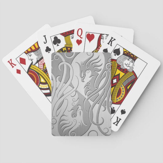 Roestvrij staal Kijk Yin Yang Phoenix Speelkaarten (Achterkant)