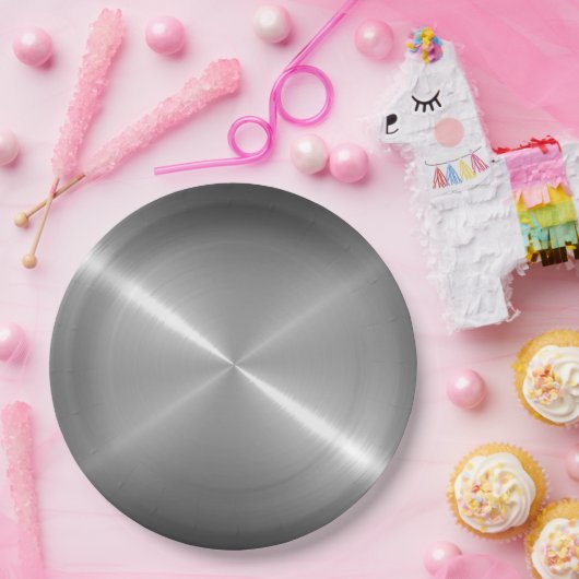 Roestvrij staal, metaal #62 papieren bordje (Feest)