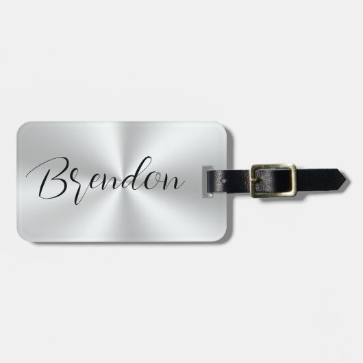 Roestvrij staal Metaal Textuur Afbeelding Aangepas Bagagelabel (Voorkant horizontaal)
