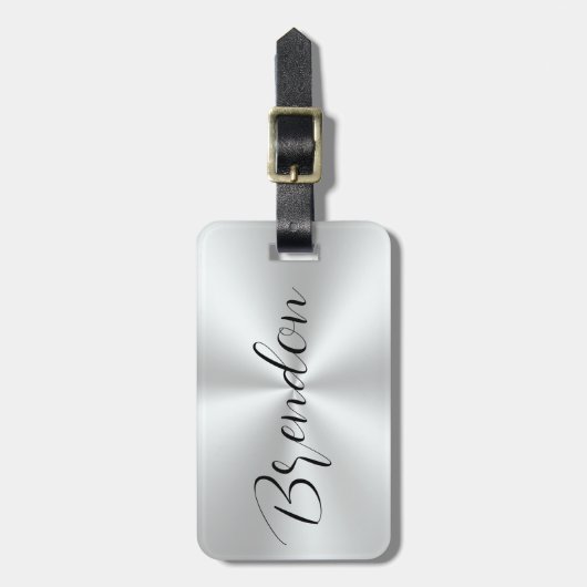 Roestvrij staal Metaal Textuur Afbeelding Aangepas Bagagelabel (Voorkant verticaal)