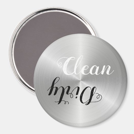 Roestvrij staal reinigen/vuil contrast Typografie Magneet (Voorkant / Achterkant)