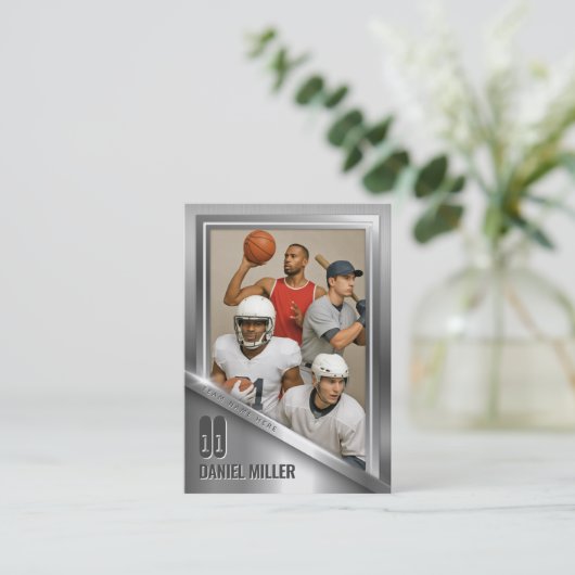 Roestvrij staal Trading Kaart, Custom Sport Kaart Contactkaartje (Staand voorkant)