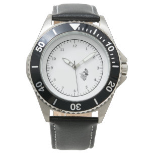Roestvrij Staal Zwart Lederen Band Horloge voor Ki