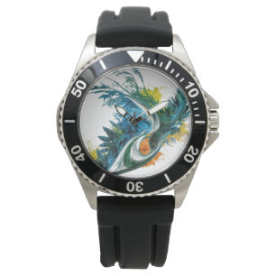 Roestvrij staal Zwart Rubber Horloge voor Mannen