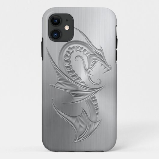 Roestvrij staaleffect Draak Grafisch Case-Mate iPhone Case (Achterkant)