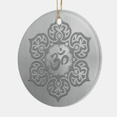 Roestvrij staaleffect Floral Aum Grafisch Keramisch Ornament (Links)