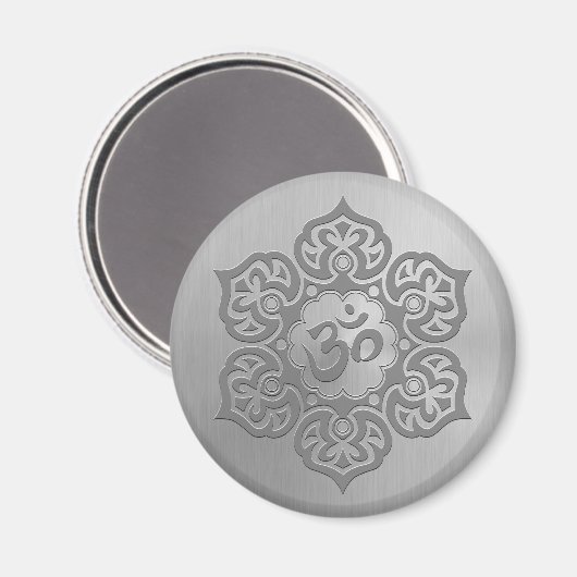 Roestvrij staaleffect Floral Aum Grafisch Magneet (Voorkant / Achterkant)
