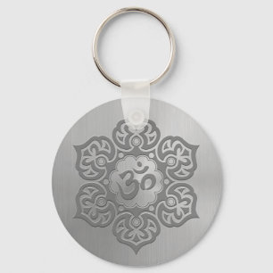 Roestvrij staaleffect Floral Aum Grafisch Sleutelhanger