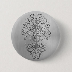 Roestvrij staaleffect Schoonvormig overzicht Grafi Ronde Button 5,7 Cm