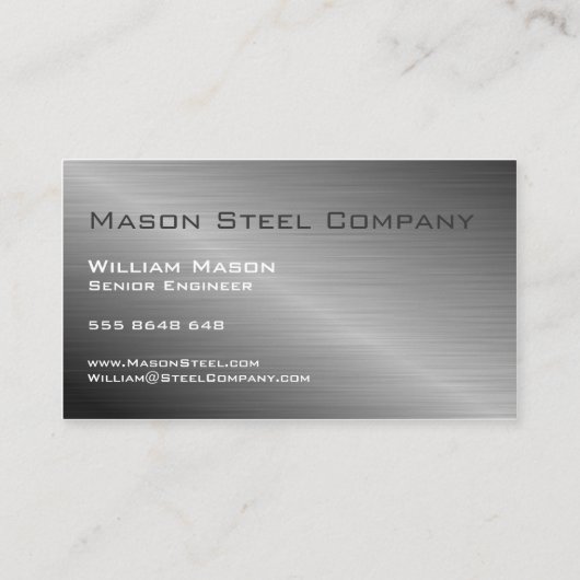 Roestvrij staaleffect, Visitekaartje (Achterkant)