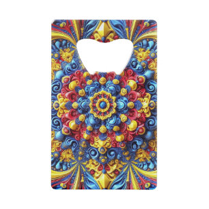 Roestvrij stalen flesopener met Roemeense kleuren Creditkaart Flessenopener