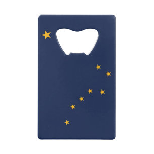 Roestvrij stalen flesopener met vlag van Alaska Creditkaart Flessenopener