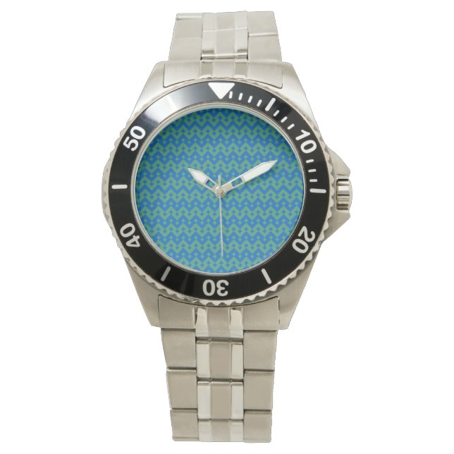 Roestvrij stalen polshorloge: blauw, groen goemetr horloge (Voorkant)