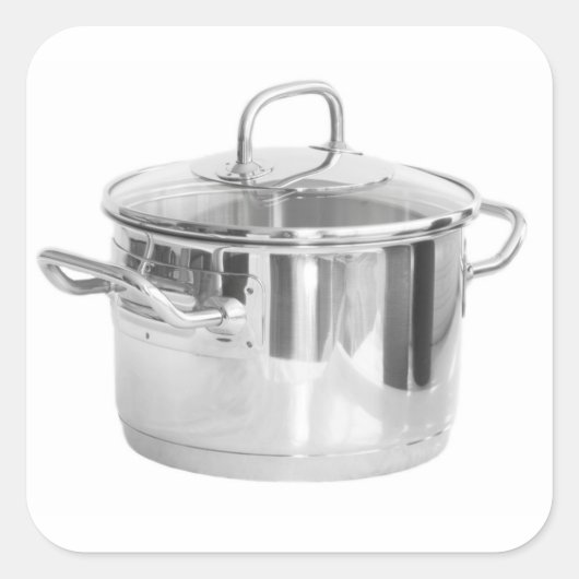 Roestvrij stalen saucepan vierkante sticker (Voorkant)