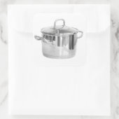 Roestvrij stalen saucepan vierkante sticker (Tas)