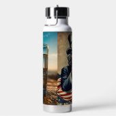 Roestvrij stalen waterfles met een Amerikaans them (Rechts)