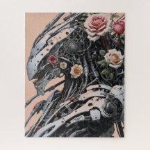 Roestvrij stelen buitenaardse robot en Rozen