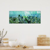 roestvrijstad cyan poster (Keuken)