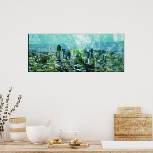 roestvrijstad cyan poster (Keuken)