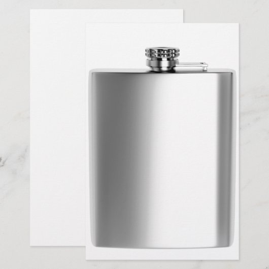 Roestvrijstalen heupkolf briefpapier (Voorkant / Achterkant)