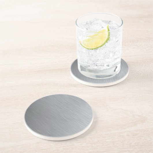 Roestvrijstalen textuur met belichtingspunten zandsteen onderzetter (Zijkant)