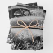 roestzwart en wit Antiek Inpakpapier Vel (In situ)