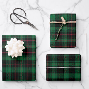  roestzwart-groen tartan-patroon inpakpapier vel