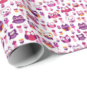 roetkleurig vogelpatroon cadeaupapier (Rol Hoek)