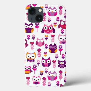 roetkleurig vogelpatroon iPhone 13 hoesje