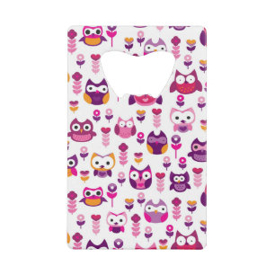 roetkleurig vogelpatroon creditkaart flessenopener