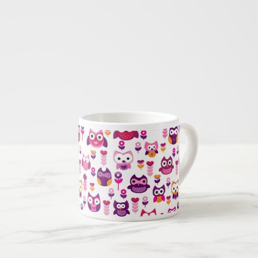 roetkleurig vogelpatroon espresso kop (Voorkant rechts)