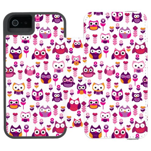 roetkleurig vogelpatroon incipio iPhone portemonnee hoesje (Agenda Open)