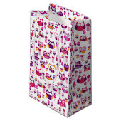 roetkleurig vogelpatroon klein cadeauzakje (Voorkant Gekanteld)