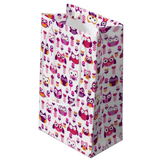 roetkleurig vogelpatroon klein cadeauzakje (Achterkant Gekanteld)