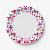 roetkleurig vogelpatroon papieren bordje (Voorkant)