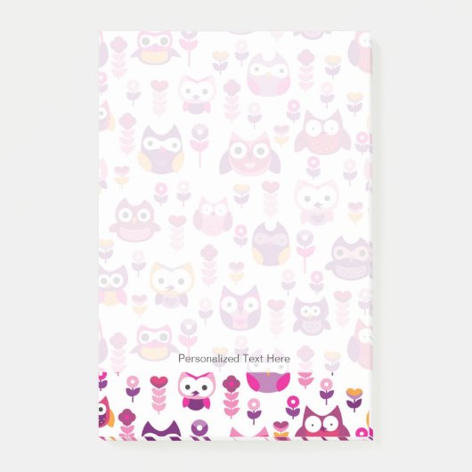 roetkleurig vogelpatroon post-it® notes (Voorkant)