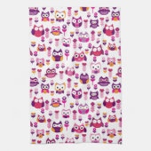 roetkleurig vogelpatroon theedoek (Verticaal)