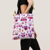 roetkleurig vogelpatroon tote bag (Dichtbij)